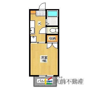 スカイアップフジ(1K/2階)の間取り写真
