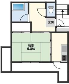 板敷マンション(1DK/1階)の間取り写真