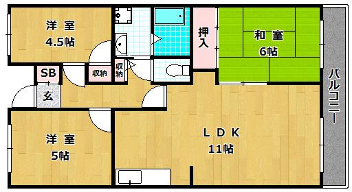 アンド・ユー郡津(3LDK/2階)の間取り写真