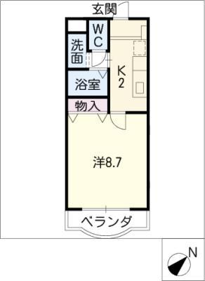 SATUユーアイ(1K/1階)の間取り写真