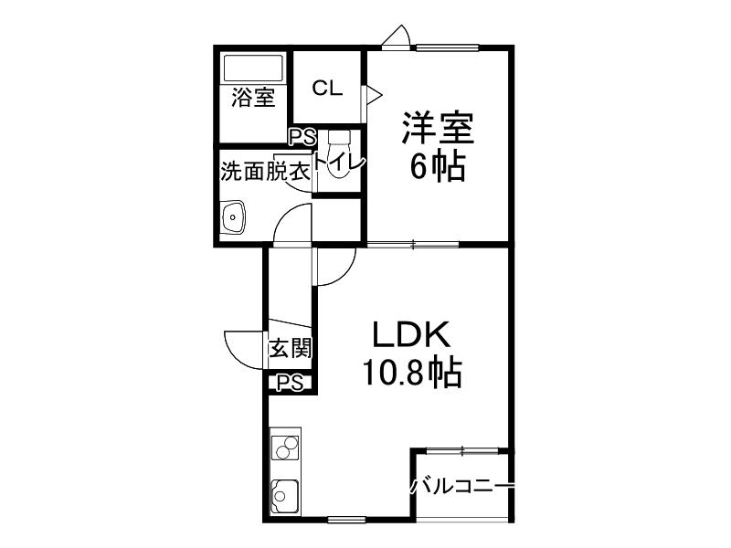 パルファンI(1LDK/1階)の間取り写真