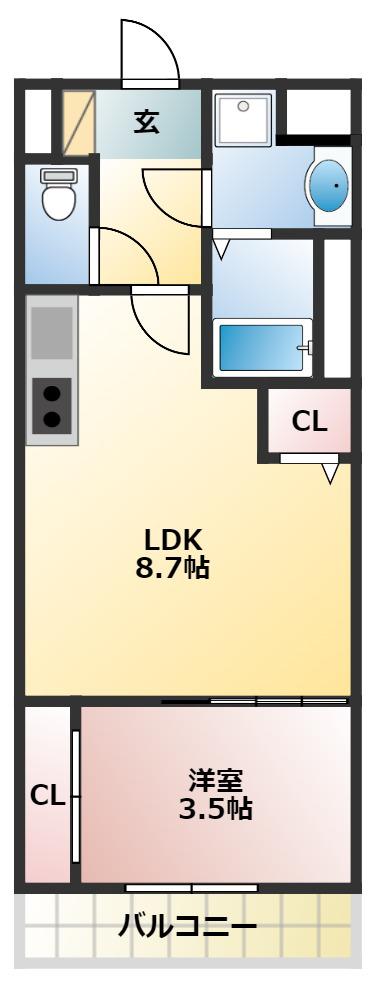 ラルヴェールIII(1LDK/2階)の間取り写真