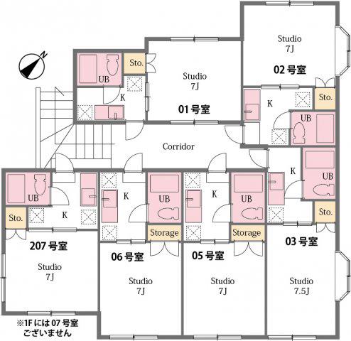 グリーンハイツ山崎A(1K/2階)の間取り写真