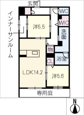 アンビエラ緑丘(2LDK/1階)の間取り写真