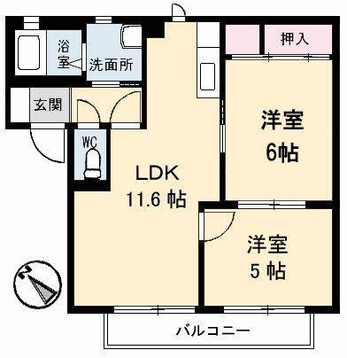 シャーメゾンカメリアA(2LDK/2階)の間取り写真