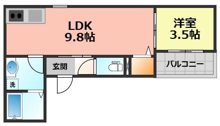 LECOCON稲沢IV(1LDK/2階)の間取り写真
