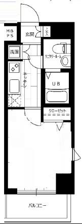 ステージファースト高輪II(1K/7階)の間取り写真