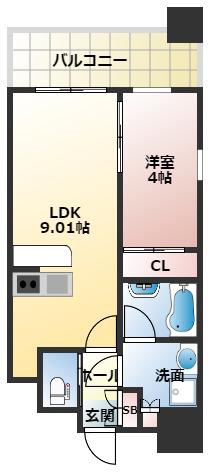 プレジオ緑地公園(1LDK/13階)の間取り写真
