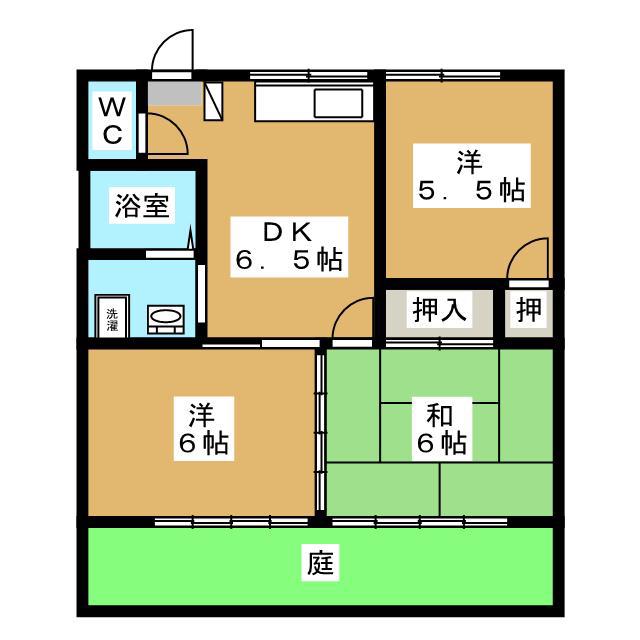 光ハイツ(3DK/1階)の間取り写真