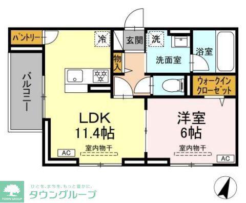 D PAINA ODORIBA(1LDK/2階)の間取り写真