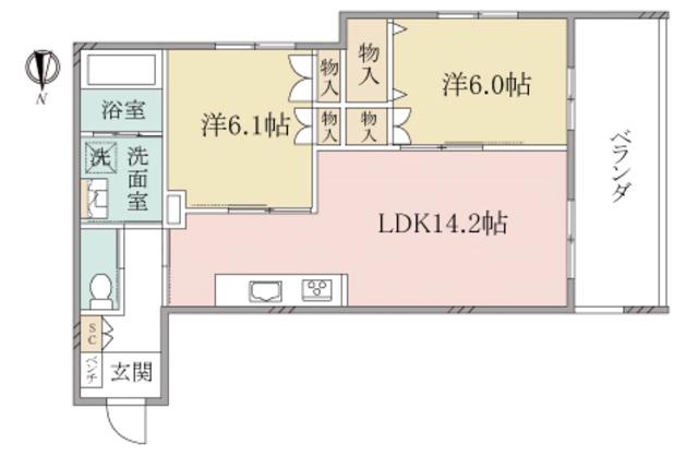 ヘーベルヴィレッジ神楽坂JS神楽坂ヒルズ(2LDK/1階)の間取り写真