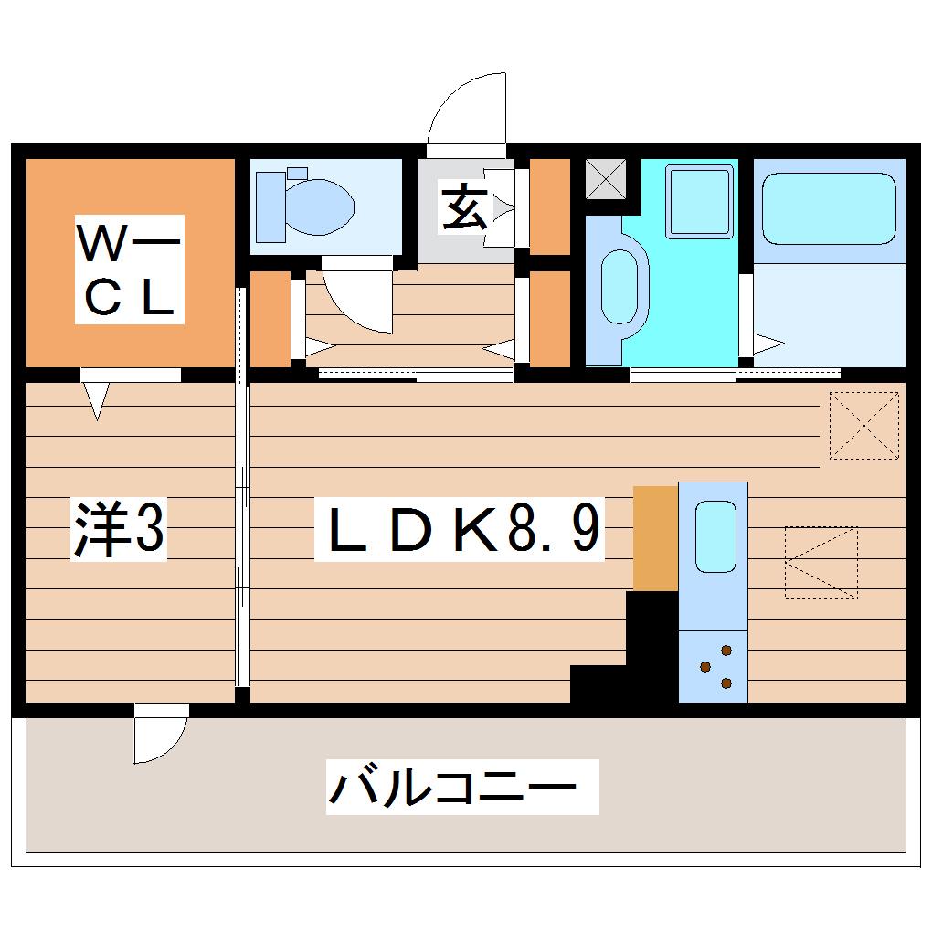 ボヌールF(1LDK/3階)の間取り写真