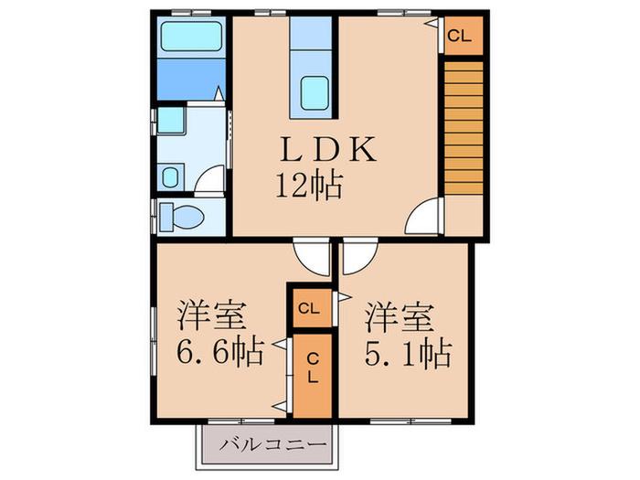 ピュアライフ草野(2LDK/2階)の間取り写真
