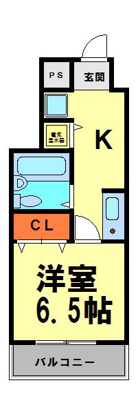 クレール小戸(1K/4階)の間取り写真