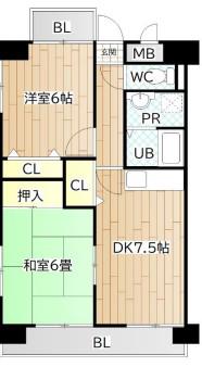 シャルル小野(2DK/5階)の間取り写真