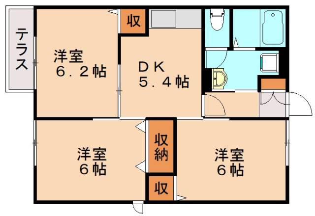 ヴェルドミール(3DK/1階)の間取り写真