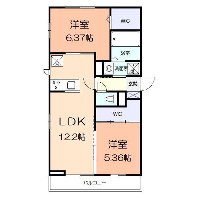COURT ESPERANZA(2LDK/3階)の間取り写真