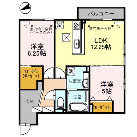 クレッシェンド.R(2LDK/1階)の間取り写真
