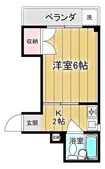 サンステージ岡田(1K/2階)の間取り写真