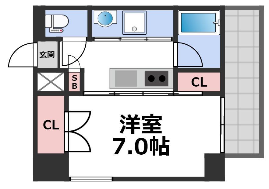 ドムス蒲生(1K/6階)の間取り写真