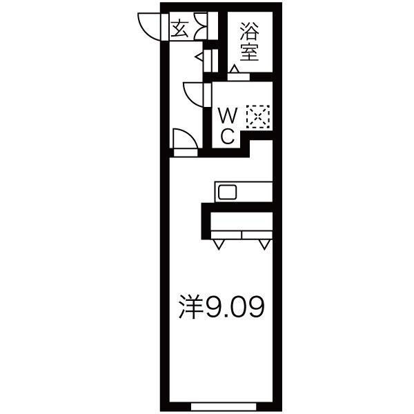BRANCHE本陣(ワンルーム/3階)の間取り写真
