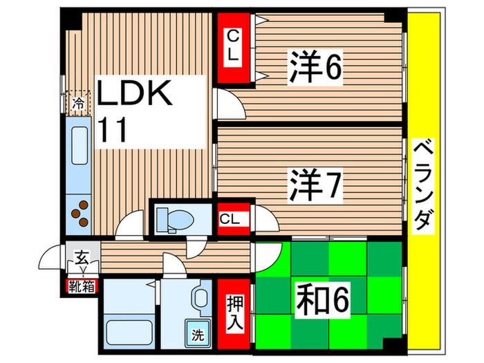 アウローラ2001(3LDK/3階)の間取り写真