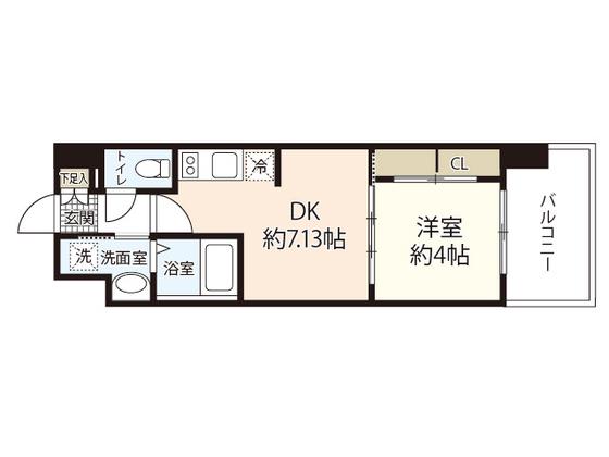 ヴィラ博丈昭和町(1DK/3階)の間取り写真