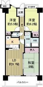 グレシィ須磨アルテピアIII番街(3LDK/9階)の間取り写真