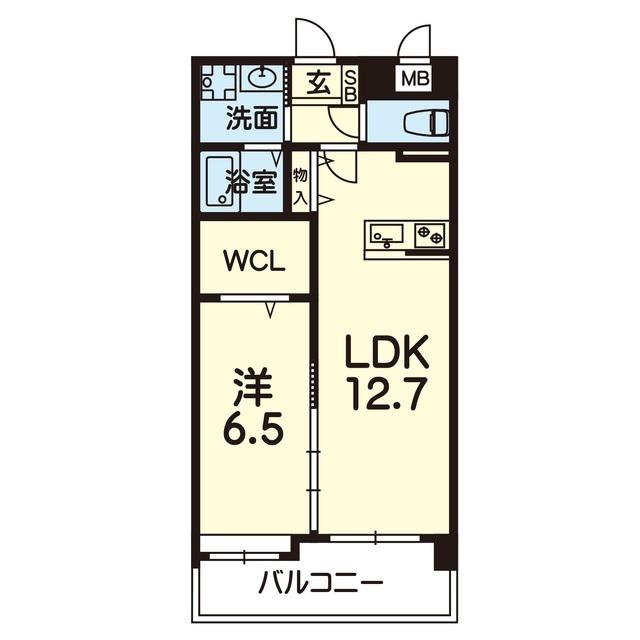 ライズ大津(1LDK/3階)の間取り写真