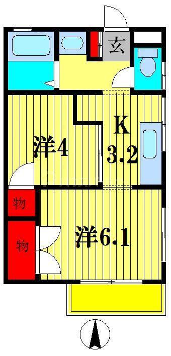 川島ビル(2K/2階)の間取り写真