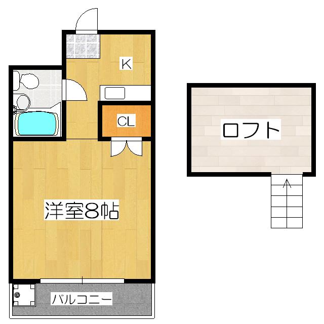 リバーサイド下鴨(1K/2階)の間取り写真