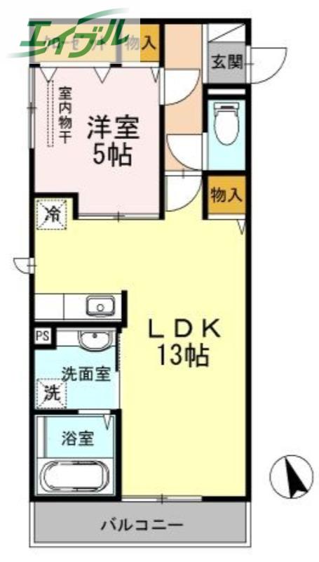 LUCE(1LDK/3階)の間取り写真