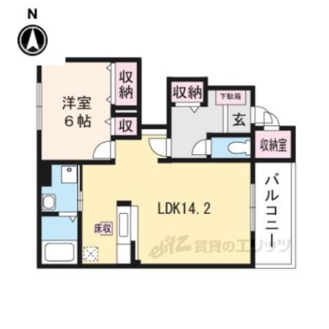 アクアビュー Ⅲ(1LDK/1階)の間取り写真