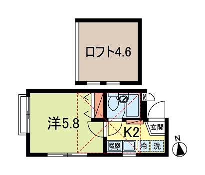 サットンプレイスY2(1K/2階)の間取り写真