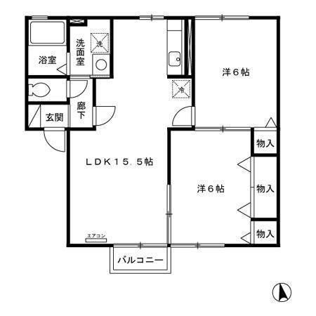 セジュール目長田(2LDK/1階)の間取り写真