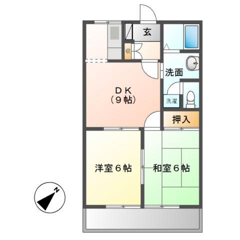 セザンヌ(2DK/1階)の間取り写真