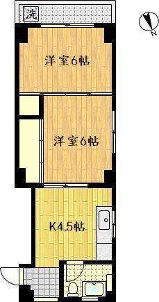 山本ビル(2K/2階)の間取り写真
