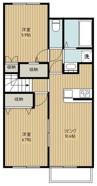 ARIES イースト(2LDK/2階)の間取り写真