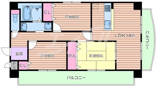 M-ブランドール(3LDK/3階)の間取り写真