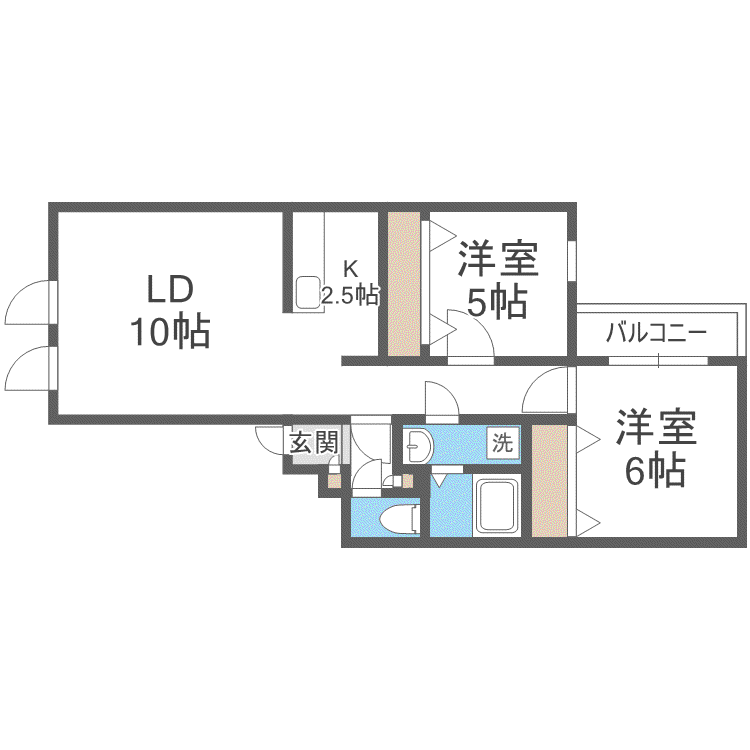 サントアリオ・デ本通南(2LDK/1階)の間取り写真