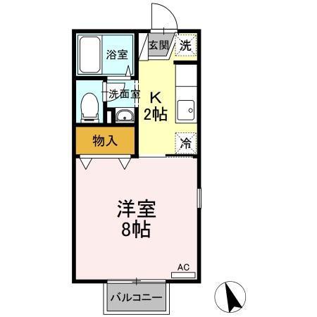 サンピア・K A棟B棟(1K/1階)の間取り写真