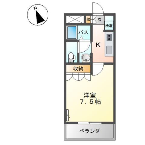 クレディール(1K/2階)の間取り写真