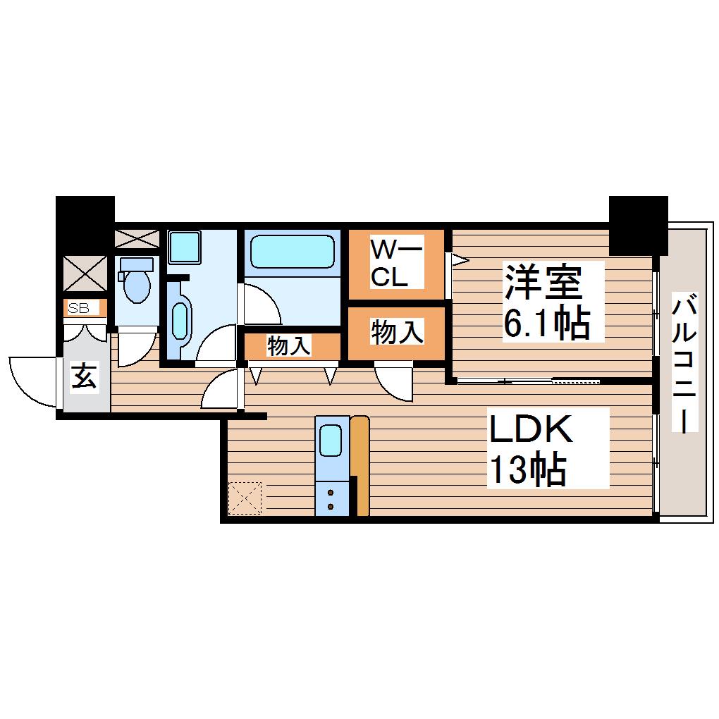 ロージェ泉中央(1LDK/3階)の間取り写真
