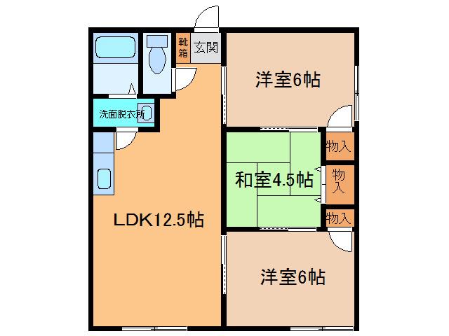栄マンション 2(3LDK/1階)の間取り写真