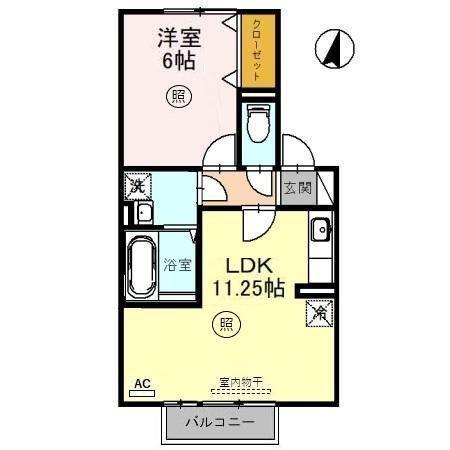 クレール森田B(1LDK/2階)の間取り写真