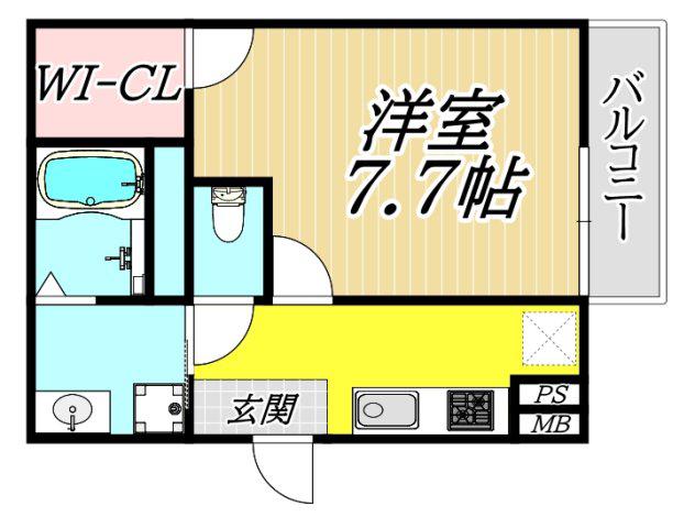 フジパレス栗山公園(1K/2階)の間取り写真