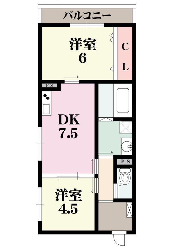 ORIENTCITY勝山(2DK/3階)の間取り写真