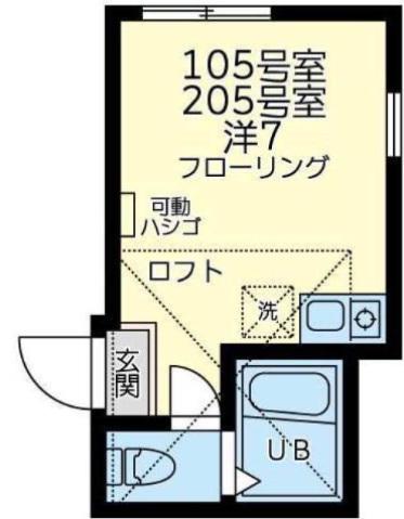 ユナイト上大岡プラチーダエ(ワンルーム/2階)の間取り写真
