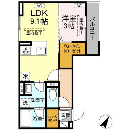 アリアリュクス(1LDK/3階)の間取り写真