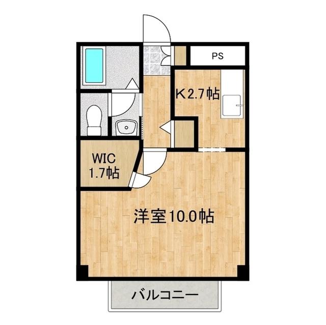 カリメリスヨメナS棟(1K/2階)の間取り写真